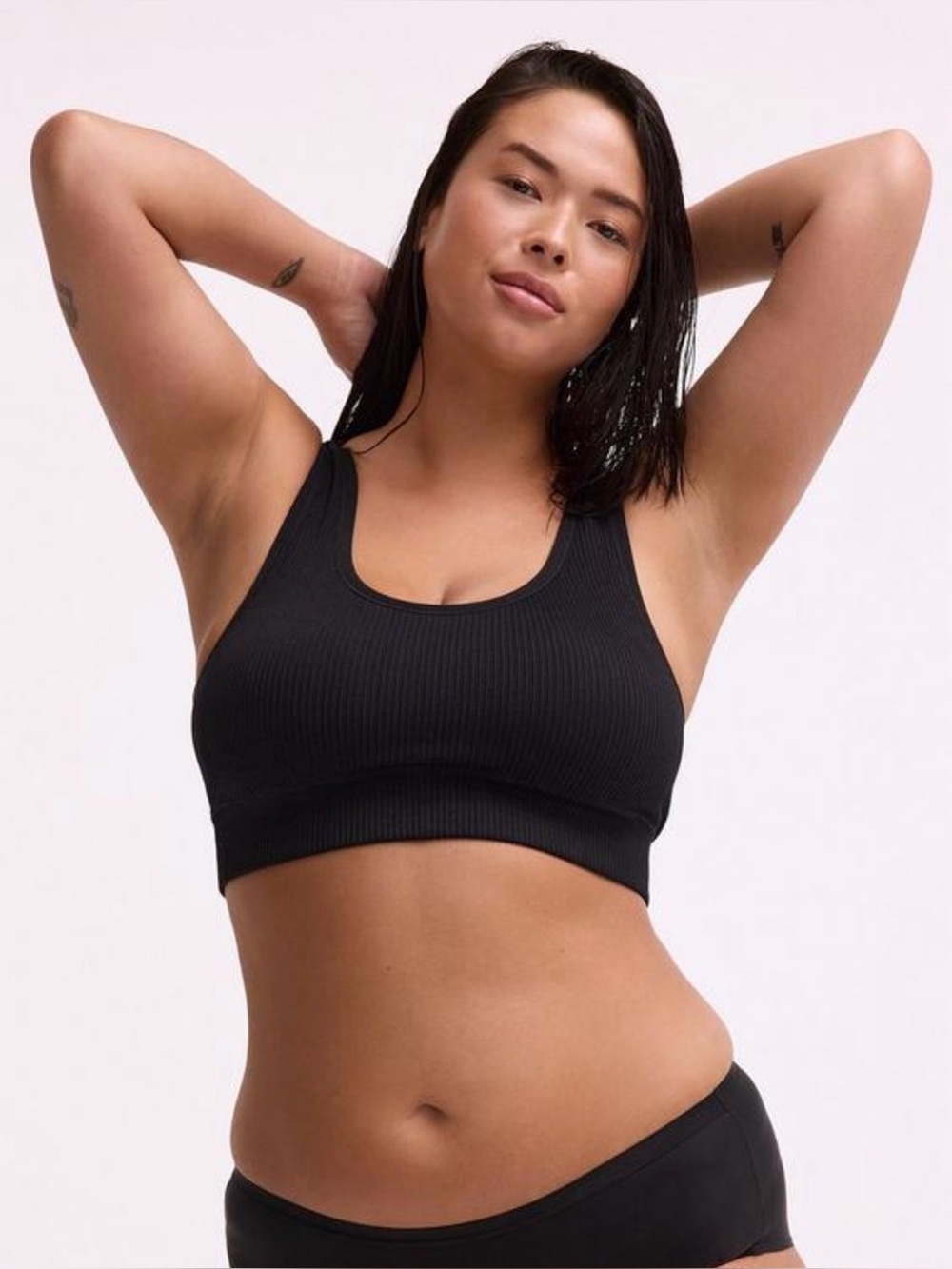 Torrid Wireless Black Ribbed Scoop Bralette Size 3